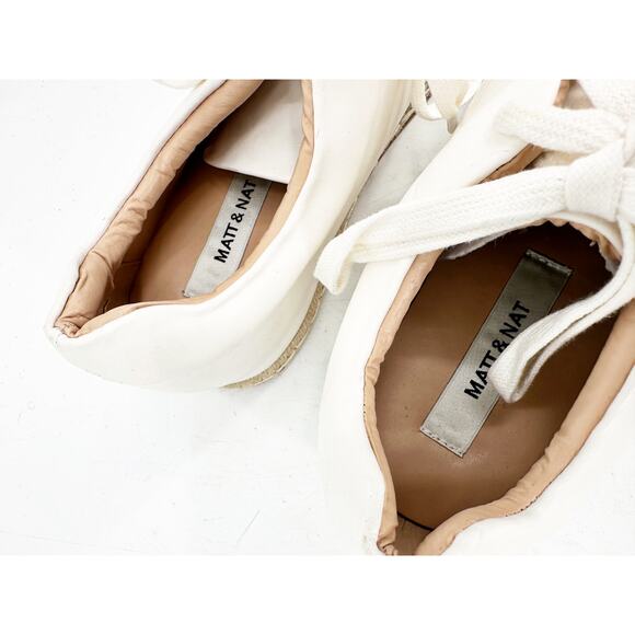 Matt & Nat Maia White Vegan Faux Leather Lace Up Espadrille Sneakers Size 9 - Picture 5 of 5